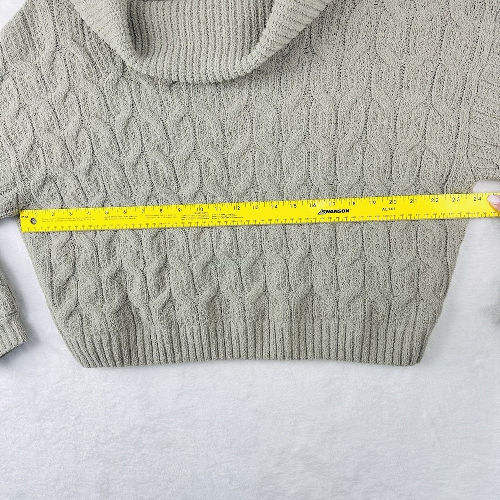 Moon And Madison Womens Sweater M Sage‎ Green Chenille Cowl Neck  Cable Knit EUC - Picture 5 of 13